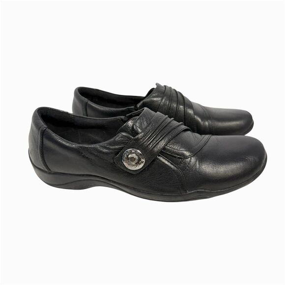 Womens 8.5 M Clarks Artisan Kessa Alcove 26102319 Black Leather Slip On Loafers - Picture 2 of 16